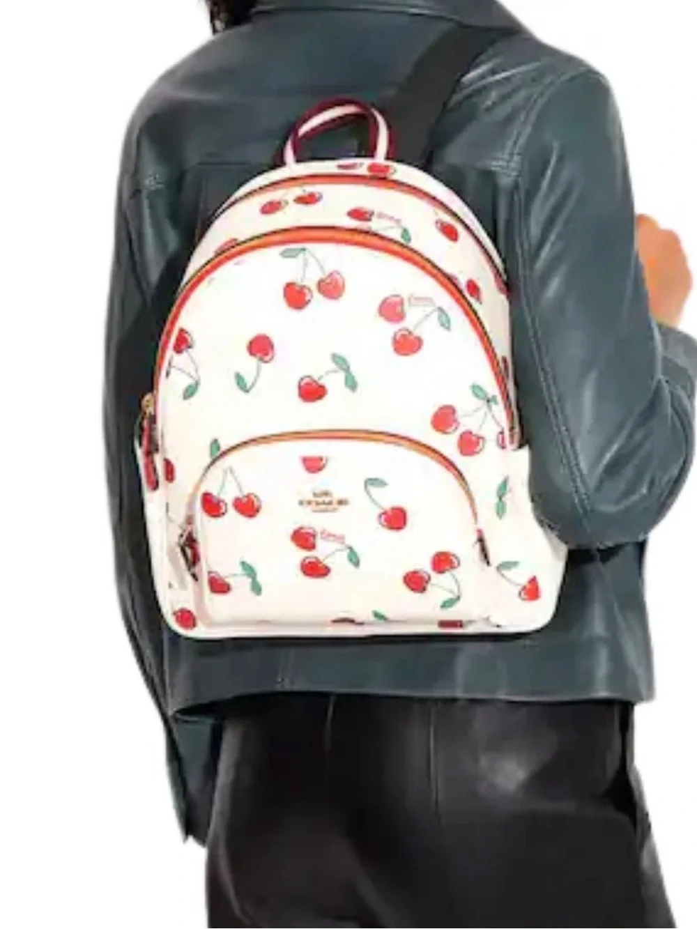 Authentic Coach Court Backpack With Heart Cherry Print CE628 - Picture 2 of 10